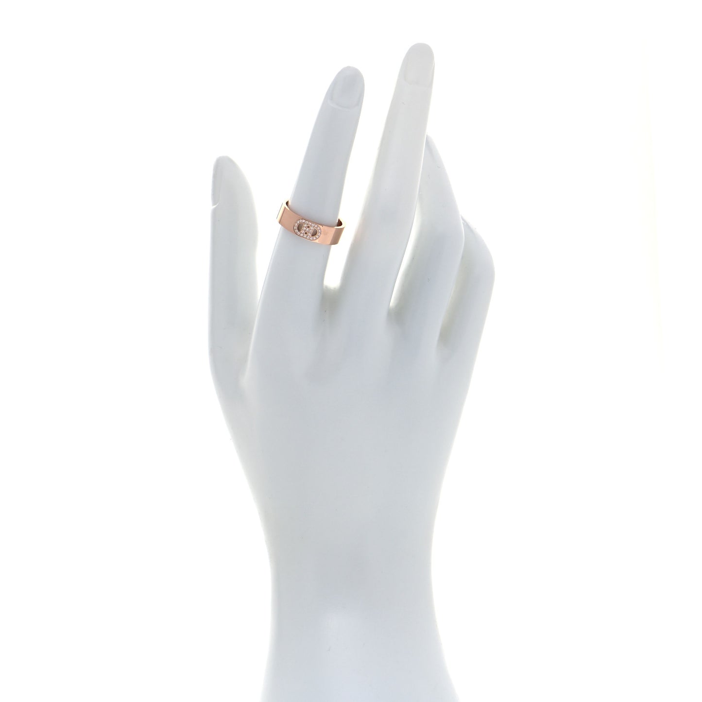 18K Rose Gold Diamond PM H D'Ancre Ring 54 6.75