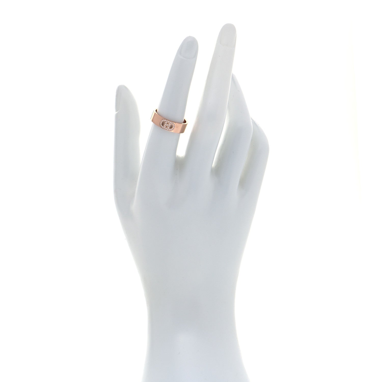 Hermes 18K Rose Gold Diamond PM H D'Ancre Ring 54 6.75 2 of 6