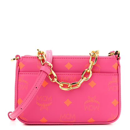 MCM Calfskin Color Splash Mini Pouch on Chain Pink 1 of 10