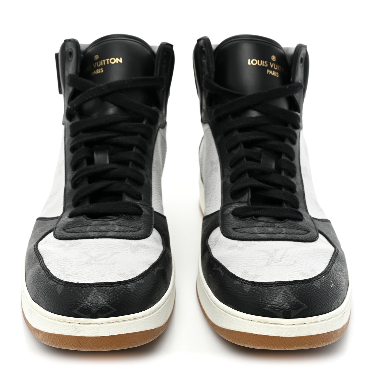 Calfskin Monogram Mens Rivoli High Top Sneakers 9.5 Black