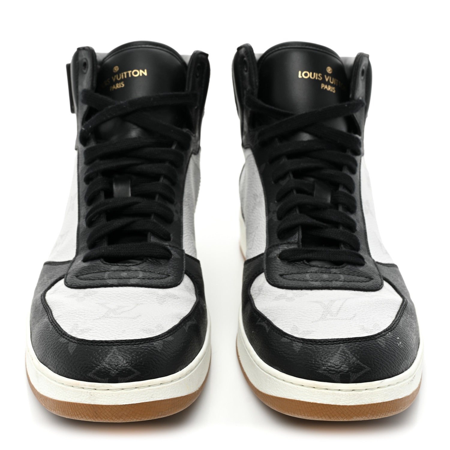 Louis Vuitton Calfskin Monogram Mens Rivoli High Top Sneakers 9.5 Black 2 of 15