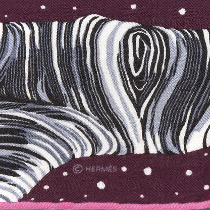 Hermes Cashmere Silk Wool Awooooo Scarf 100 Prune Gris Bleu Glacier 2 of 4
