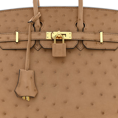 Hermes Ostrich Birkin Sellier 25 Chai 8 of 11