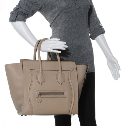 Celine Drummed Calfskin Mini Luggage Dune 2 of 7