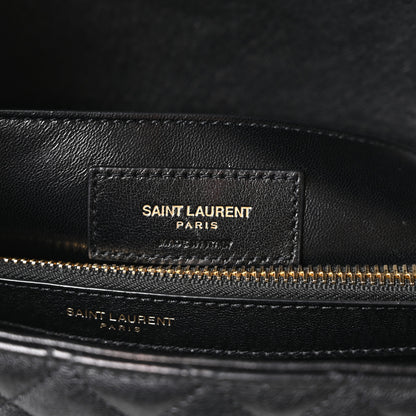 Saint Laurent Goatskin Mixed Matelasse Triquilt Large Monogram Satchel Black 6 of 10