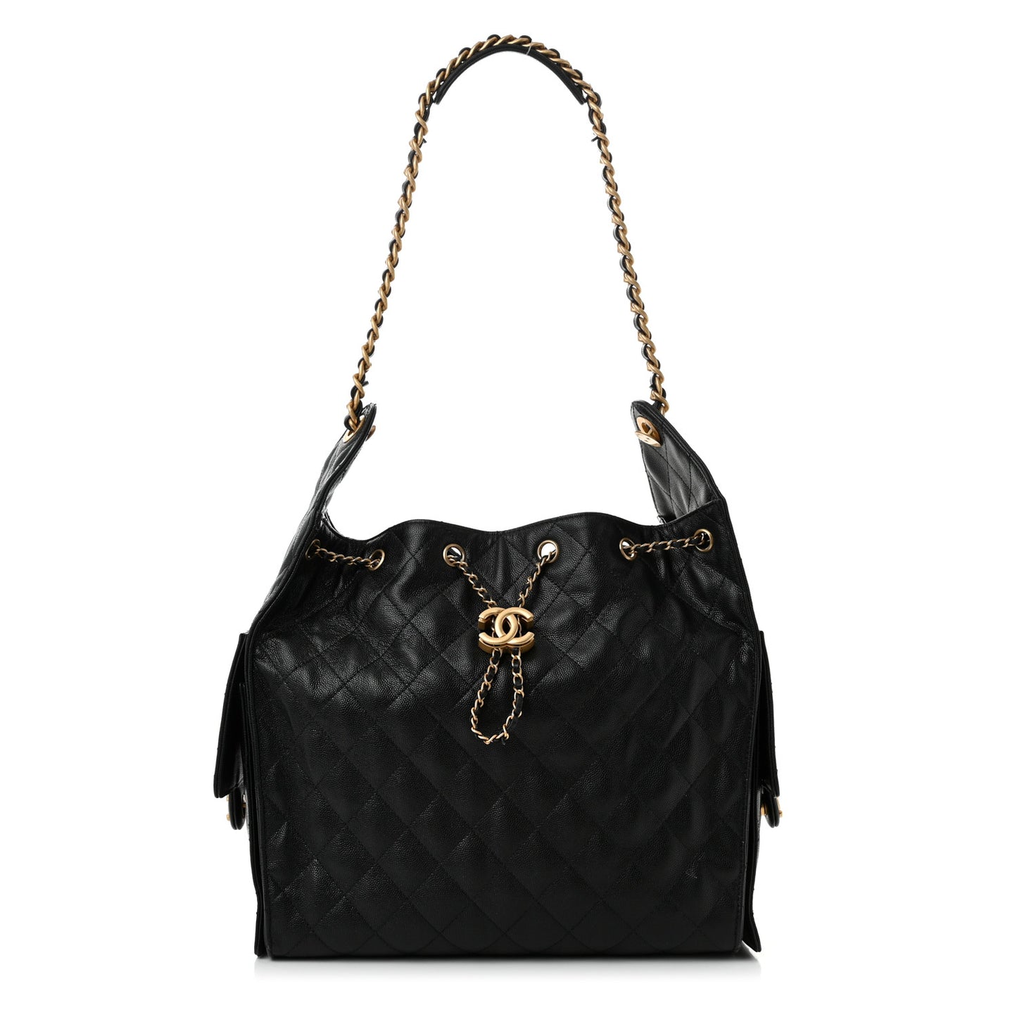 Caviar Quilted Medium Chanel 25 Handbag Black
