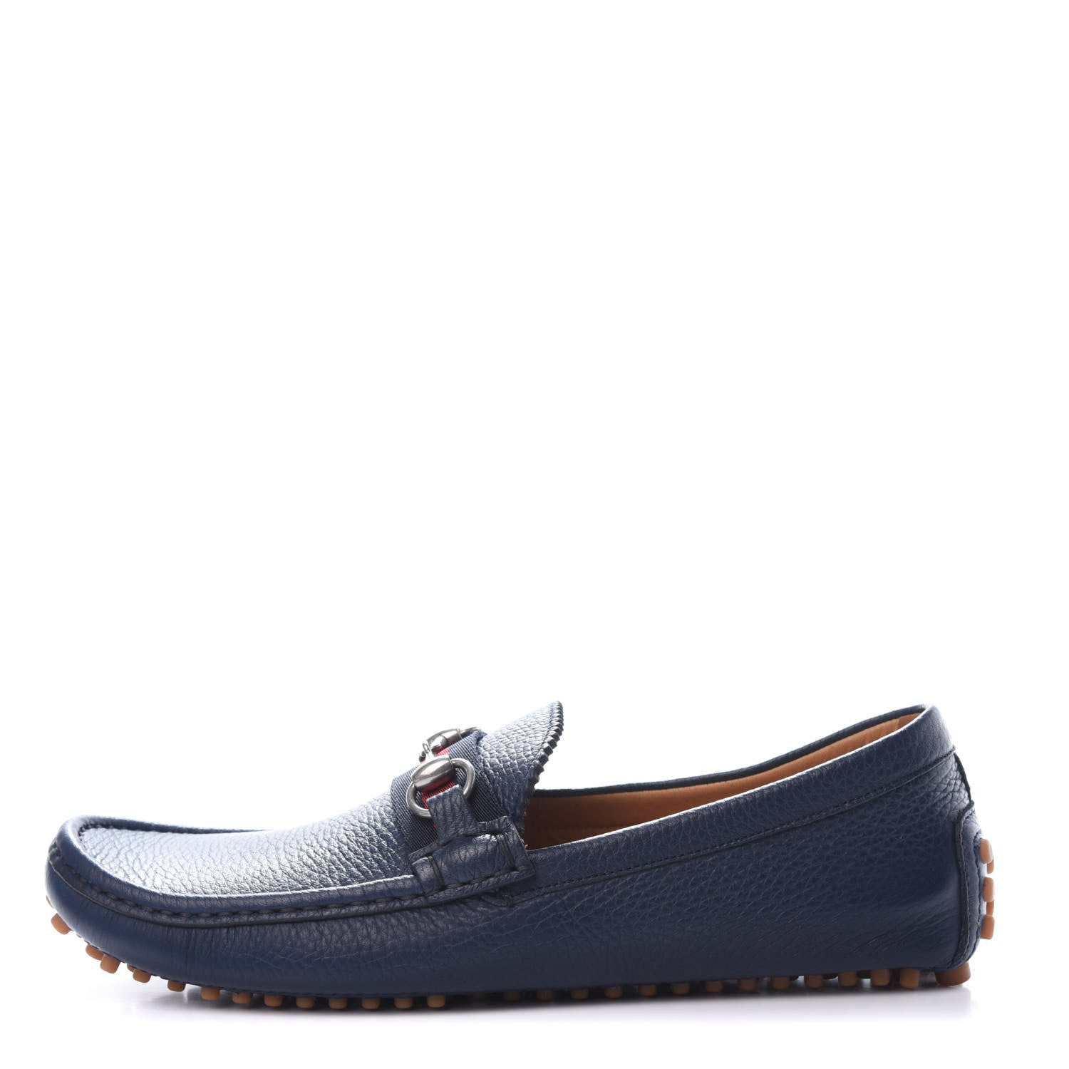 Gucci Road Calfskin Web Mens Horsebit Driver Loafers 8.5 Maritime 1 of 8