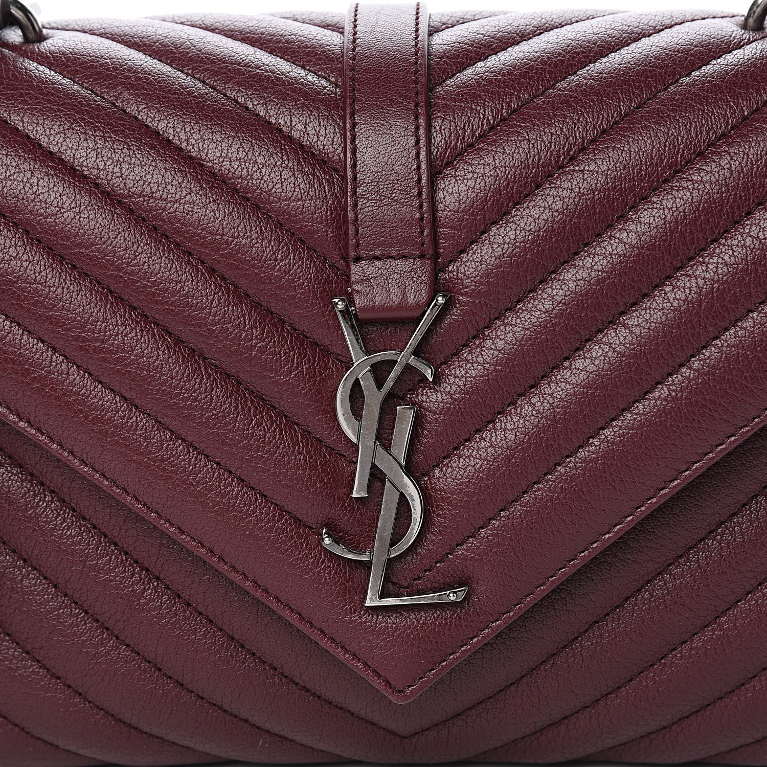 Saint Laurent Sheepskin Matelasse Chevron Medium College Bag Rouge Legion 10 of 10