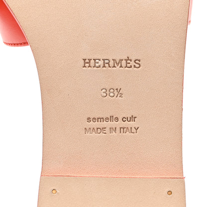 Hermes Box Calfskin Oran Sandals 38.5 Rouge Jaipur 7 of 9
