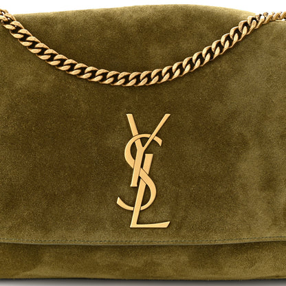 Saint Laurent Suede Medium Reversible Monogram Kate Satchel Olive 12 of 17