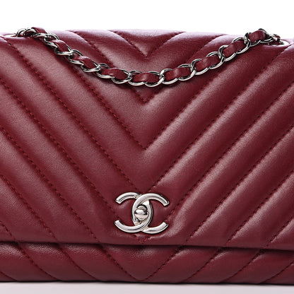 Chanel Lambskin Chevron Quilted Medium Surpique Flap Dark Red 7 of 15