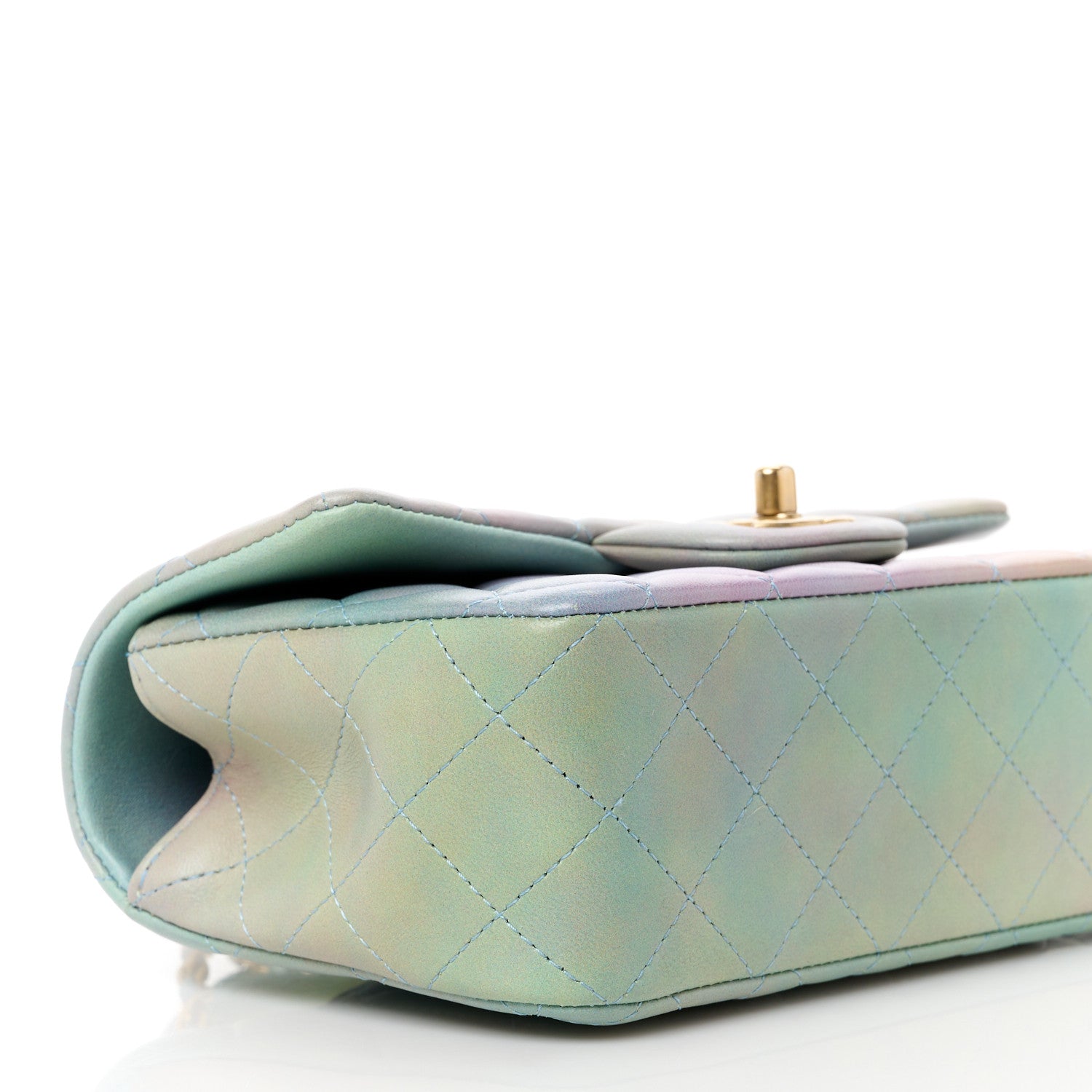 Chanel Lambskin Quilted Ombre Mini Top Handle Rectangular Flap Blue Green 10 of 12