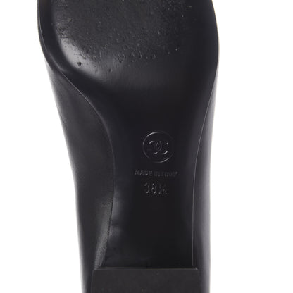 Chanel Lambskin Pearl Camellia Cap Toe Pumps 38.5 Black 8 of 11