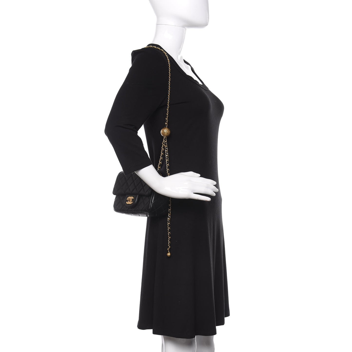 Lambskin Quilted Mini Pearl Crush Flap Black