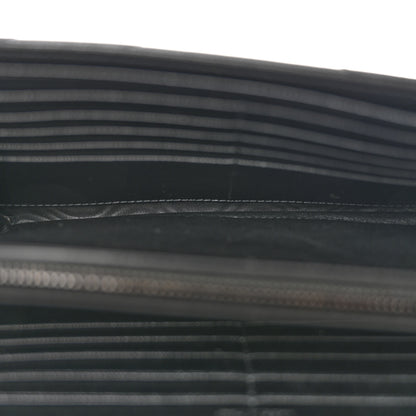 Saint Laurent Grain De Poudre Matelasse Chevron Monogram Monochrome Chain Wallet Black 5 of 12