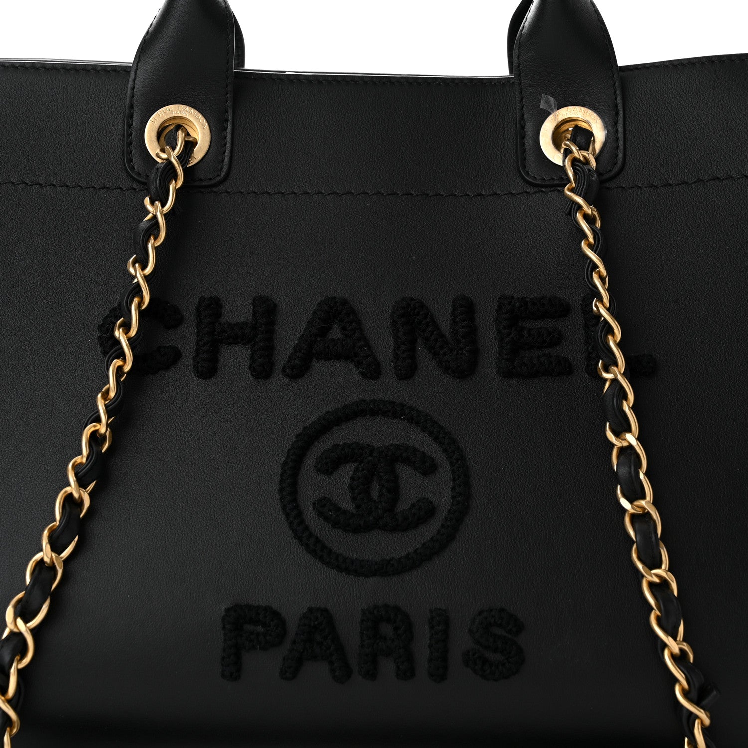 Chanel Calfskin Knit Medium Deauville Tote Black 7 of 9