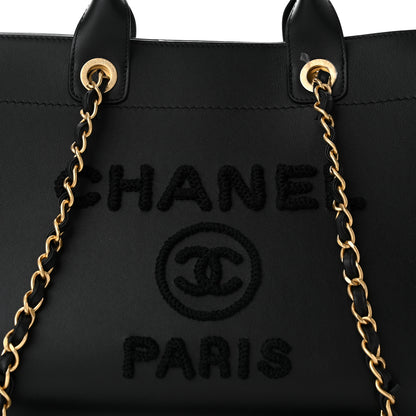 Chanel Calfskin Knit Medium Deauville Tote Black 7 of 9