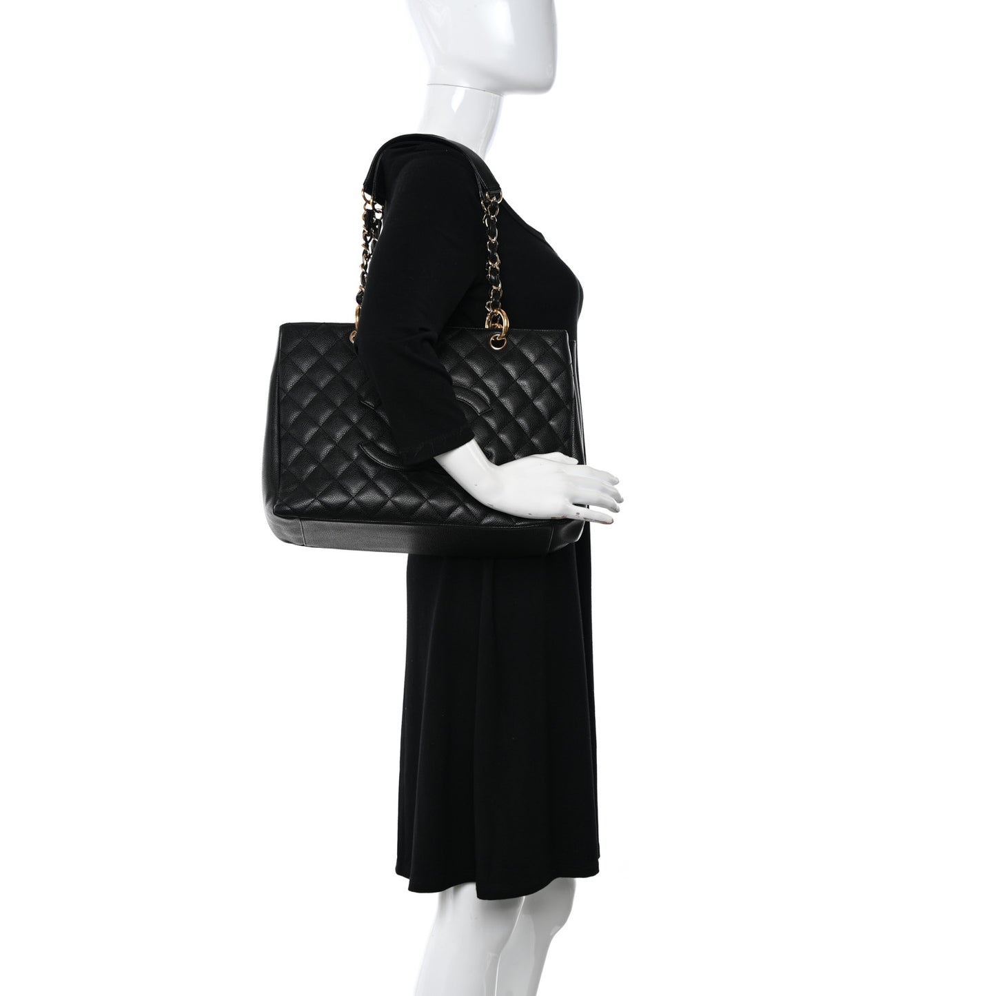 Caviar Quilted Grand Shopping Tote GST Black