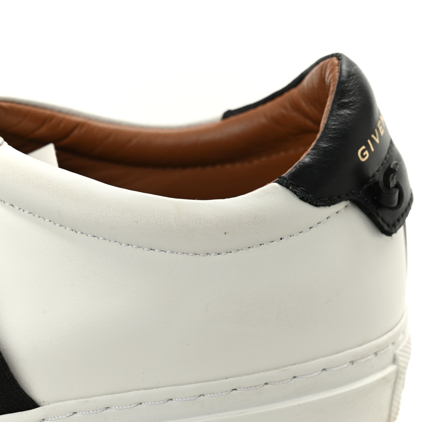 Calfskin Band Logo Womens City Sport Sneakers 38.5 White Black