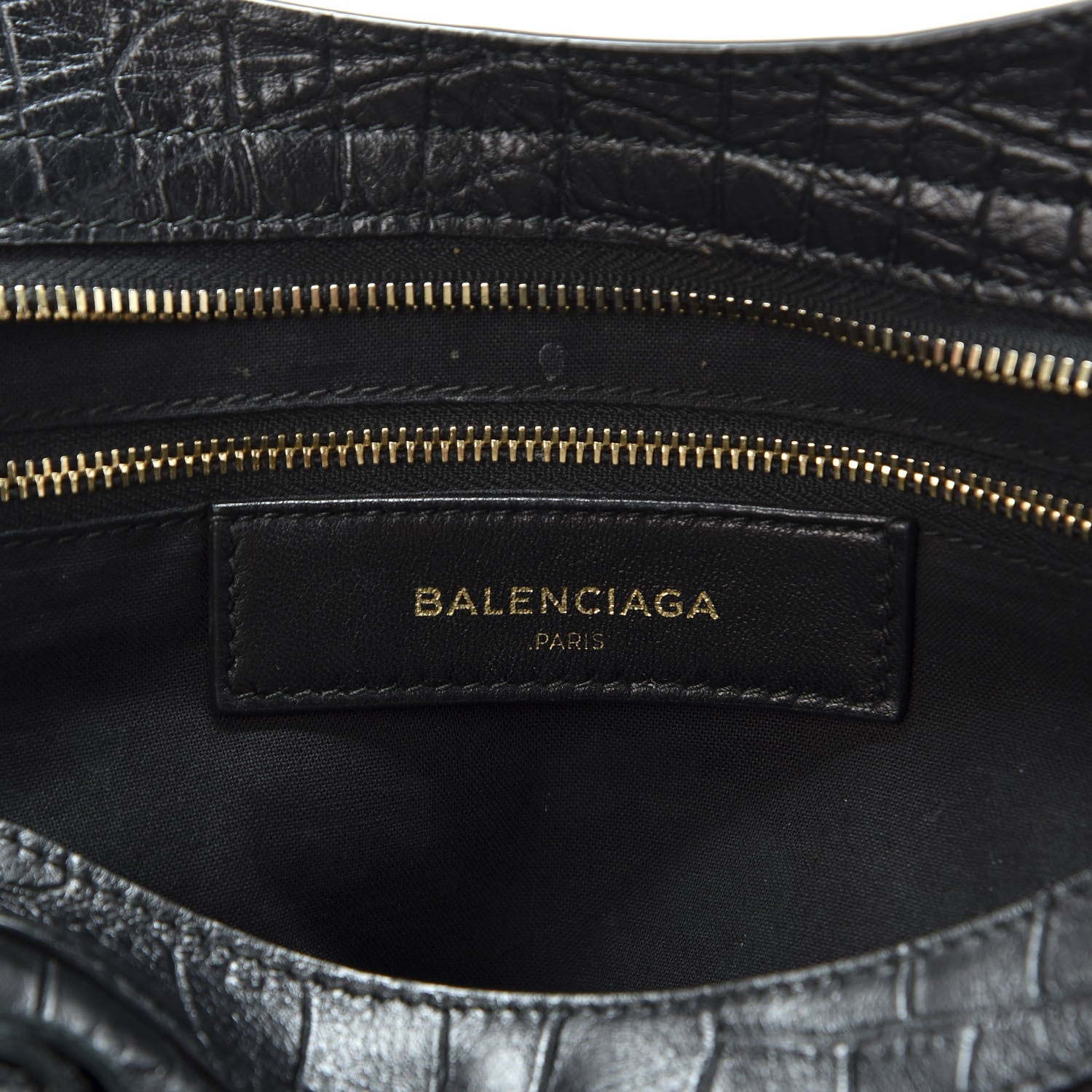 Balenciaga Calfskin Crocodile Embossed Classic Hardware City Black 8 of 9