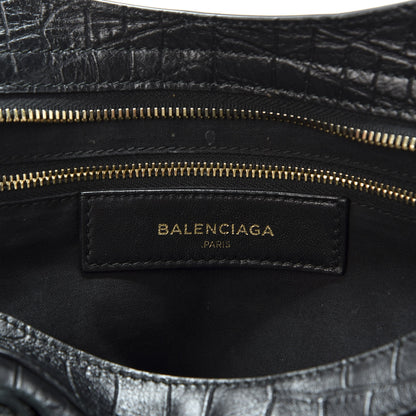 Balenciaga Calfskin Crocodile Embossed Classic Hardware City Black 8 of 9