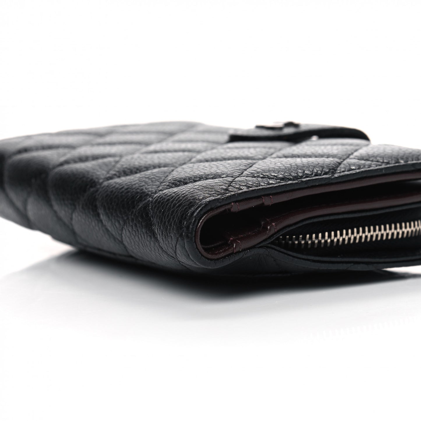 Caviar Quilted Zipped Pocket Wallet Black