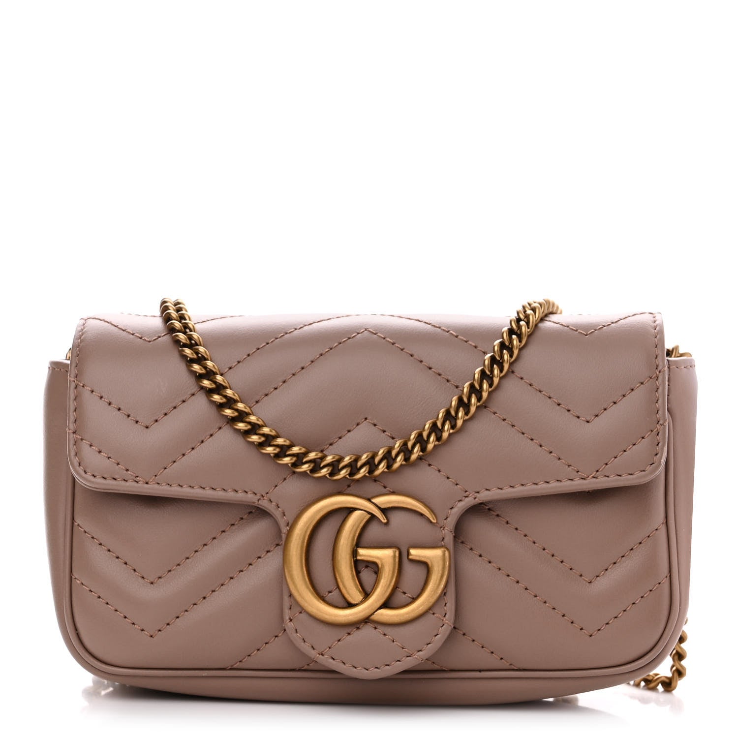Gucci Calfskin Matelasse Super Mini GG Marmont Shoulder Bag Porcelain Rose 1 of 11