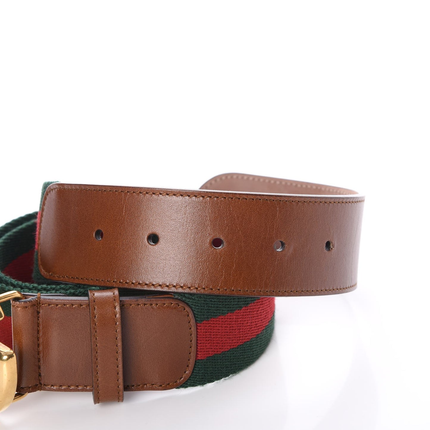 Nylon Calfskin Double G Web 40mm Belt 95 38 Green Red Cuir