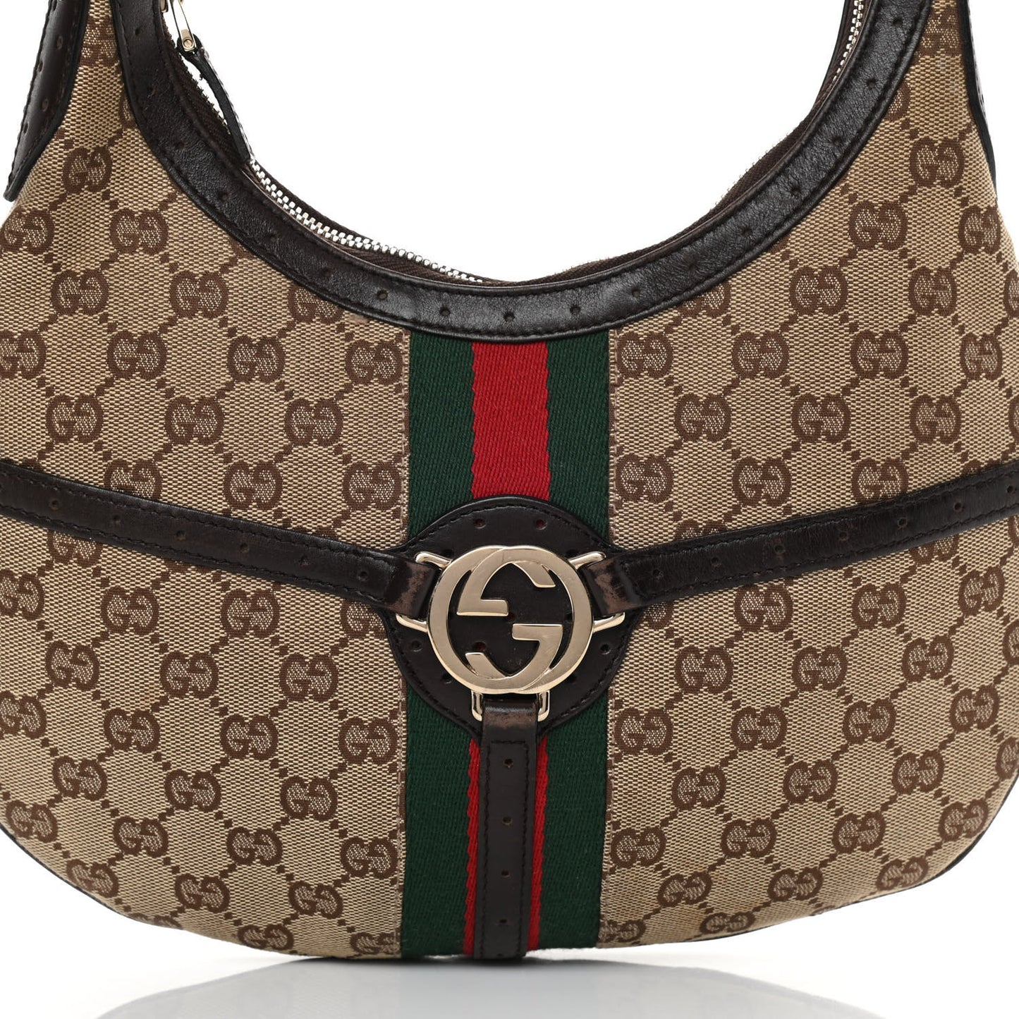 Monogram Web GG Reins Hobo Brown