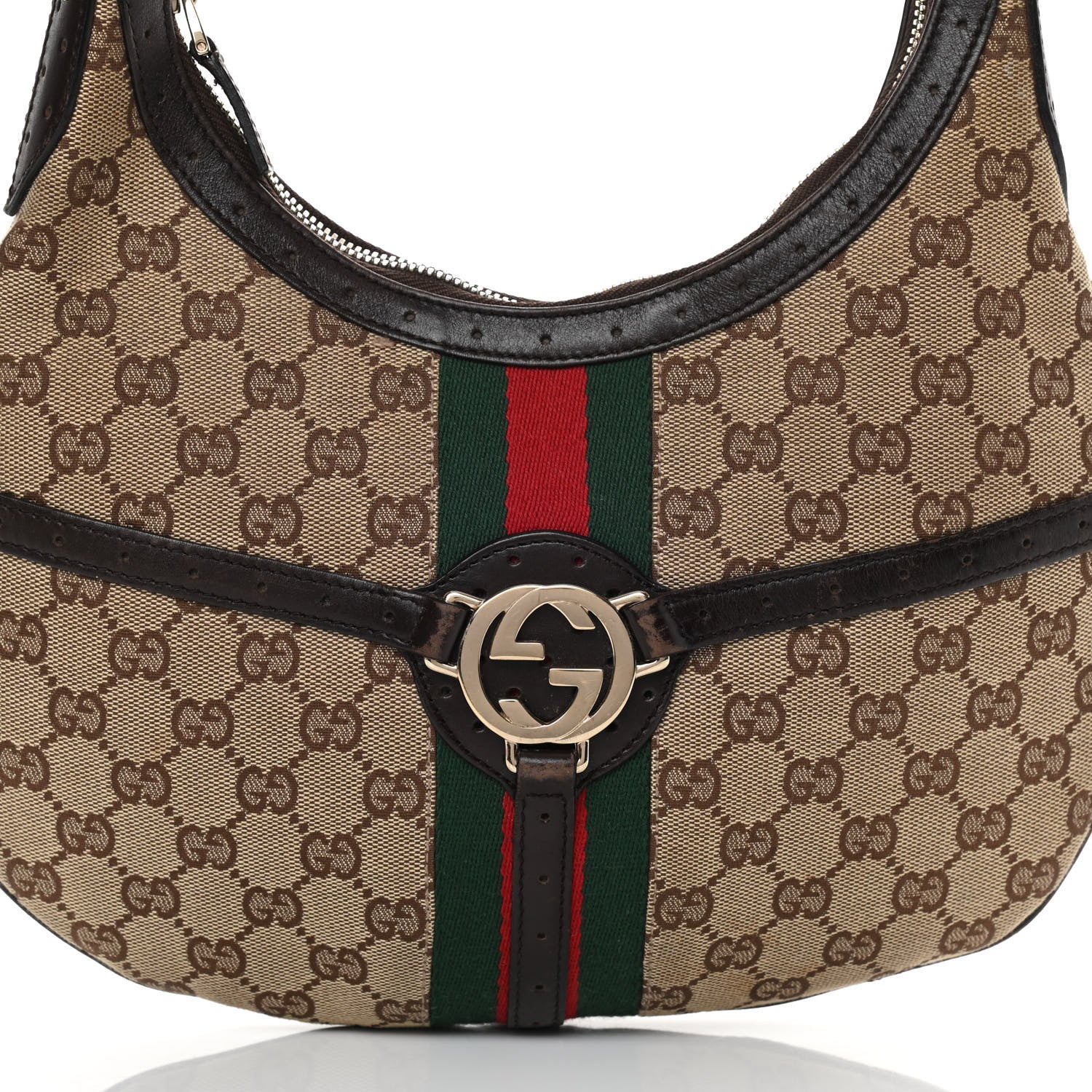 Gucci Monogram Web GG Reins Hobo Brown 8 of 15