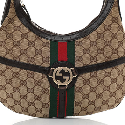 Gucci Monogram Web GG Reins Hobo Brown 8 of 15