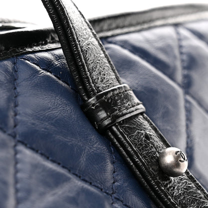 Chanel Aged Calfskin Quilted Large Gabrielle Shopping Tote Navy Black 10 of 13