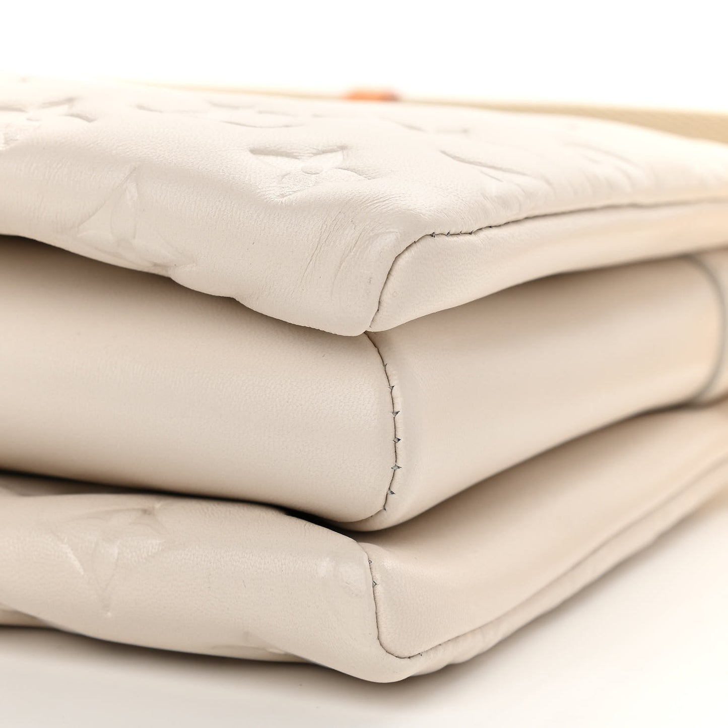 Lambskin Embossed Monogram Coussin PM Cream