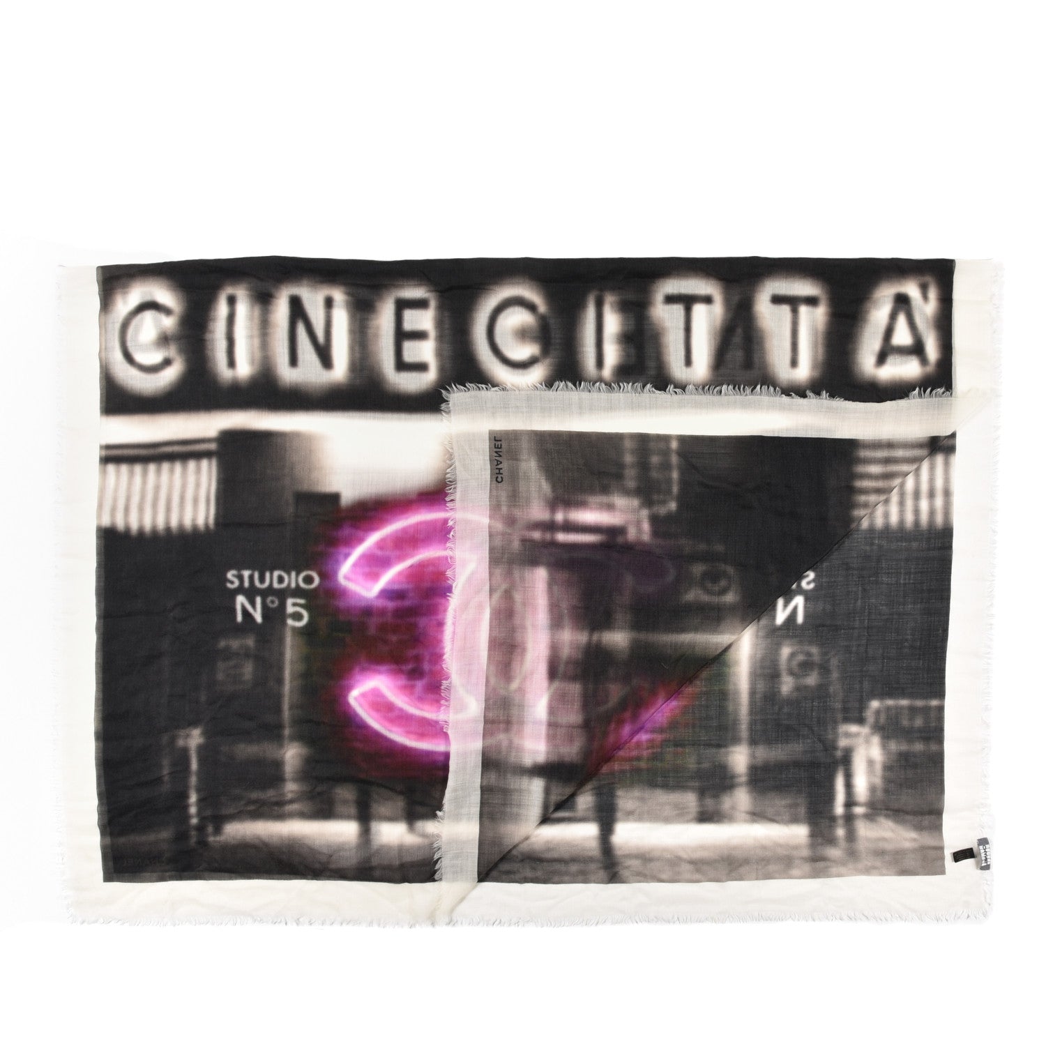 Chanel Cashmere Cinecitta Shawl Black Pink 2 of 4