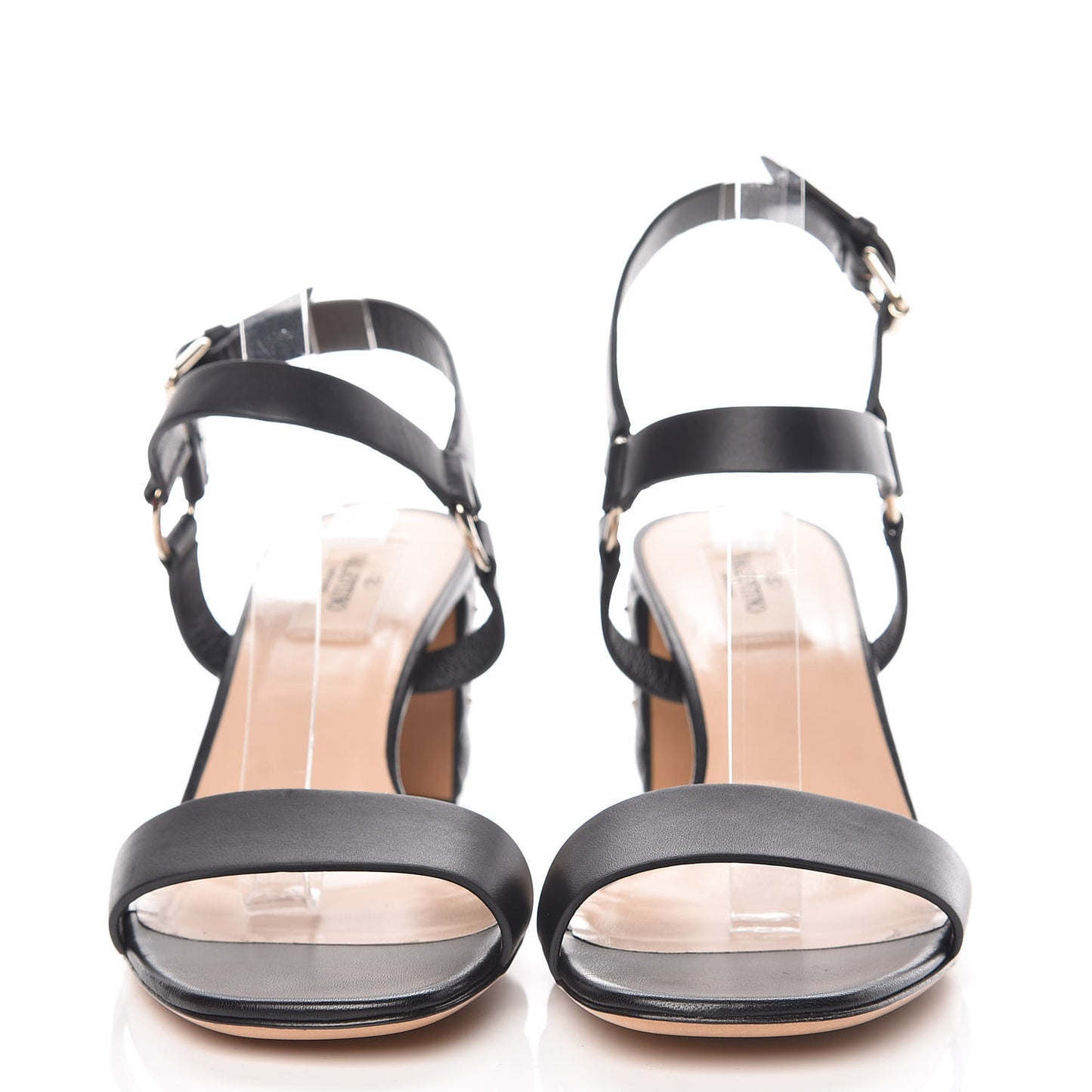 Calfskin Nappa Rockstud Spike 60mm Ankle Strap Sandals 40 Black