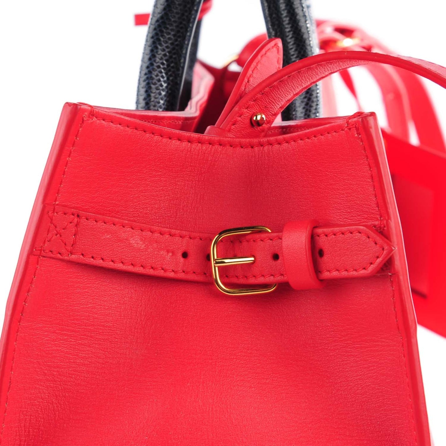 Karung Calfskin Padlock Nude Work S Top Handle Rouge Cherry
