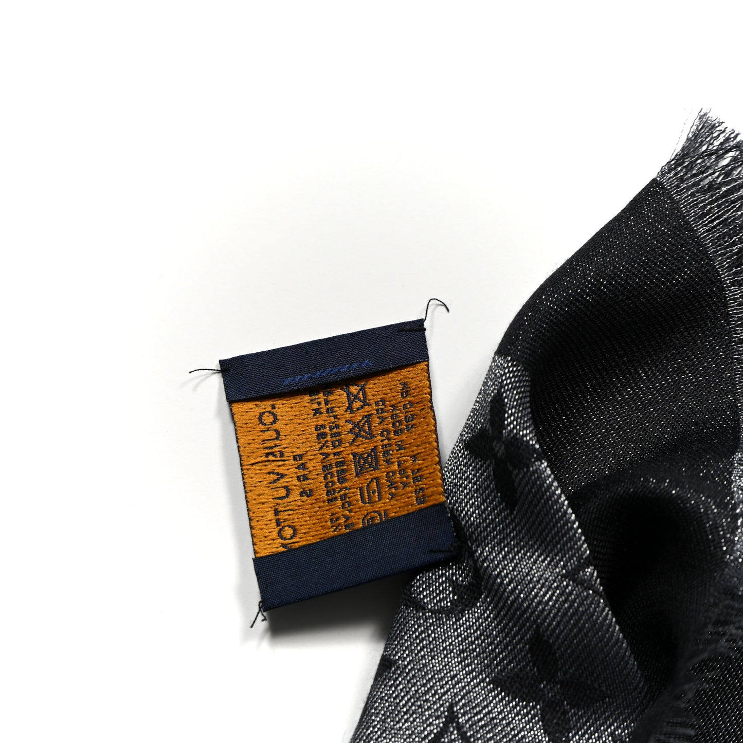 Silk Lurex Wool Monogram Shine Shawl Black
