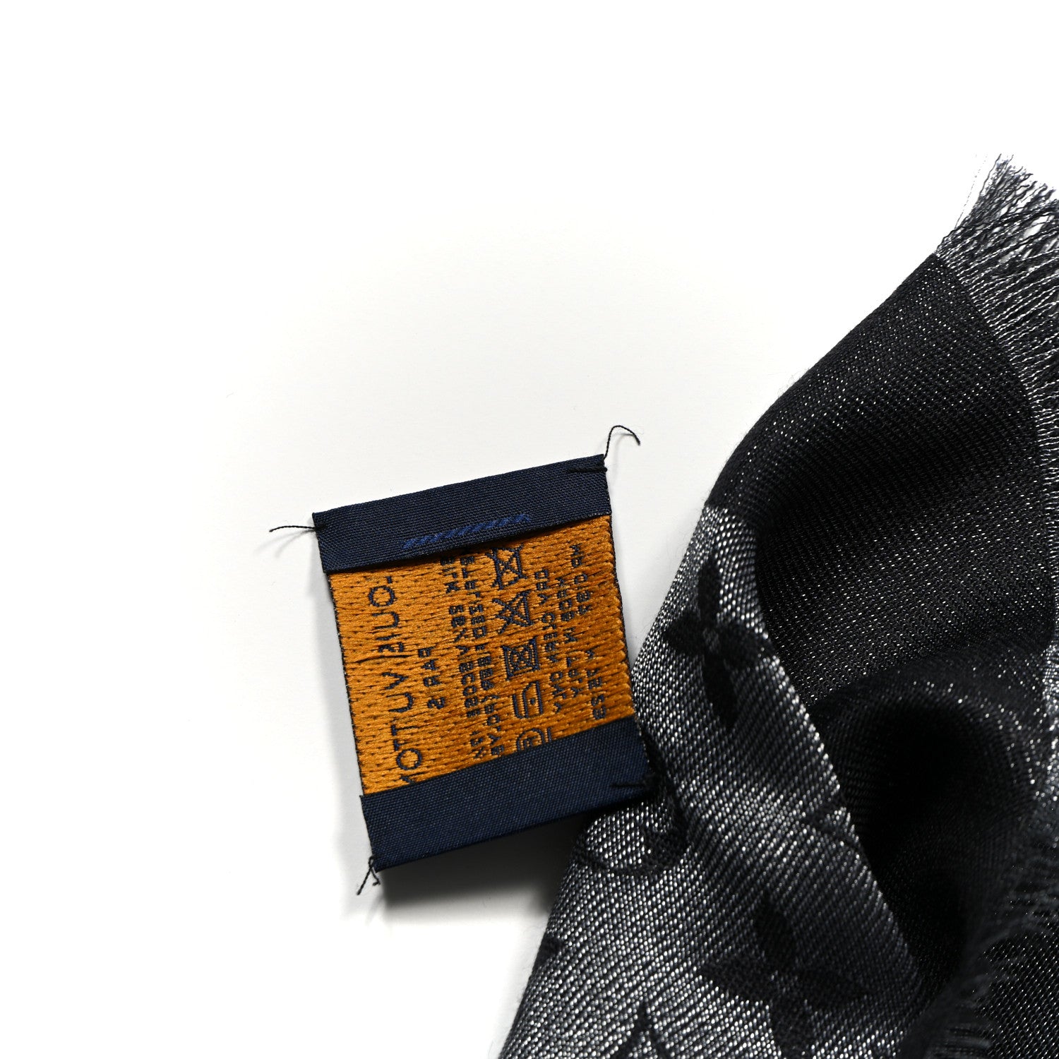 Louis Vuitton Silk Lurex Wool Monogram Shine Shawl Black 4 of 4