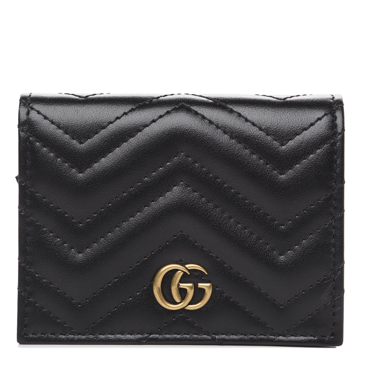 Calfskin Matelasse GG Marmont Card Case Wallet Black