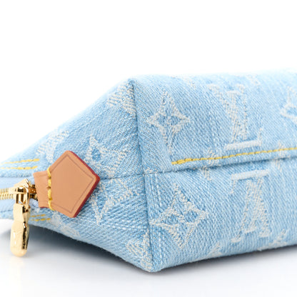 Louis Vuitton LOUIS VUITTON Denim Monogram Pochette Cosmetique PM Sky Blue 9 of 10