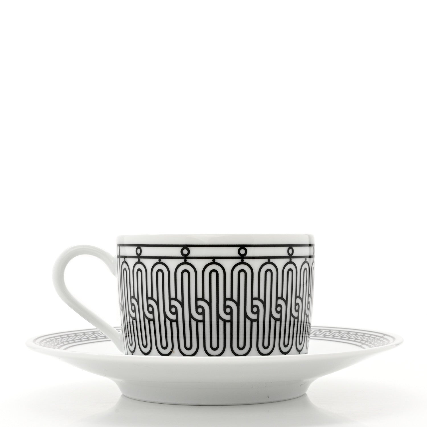 Hermes Porcelain H Deco Breakfast Cup and Saucer 4 of 12