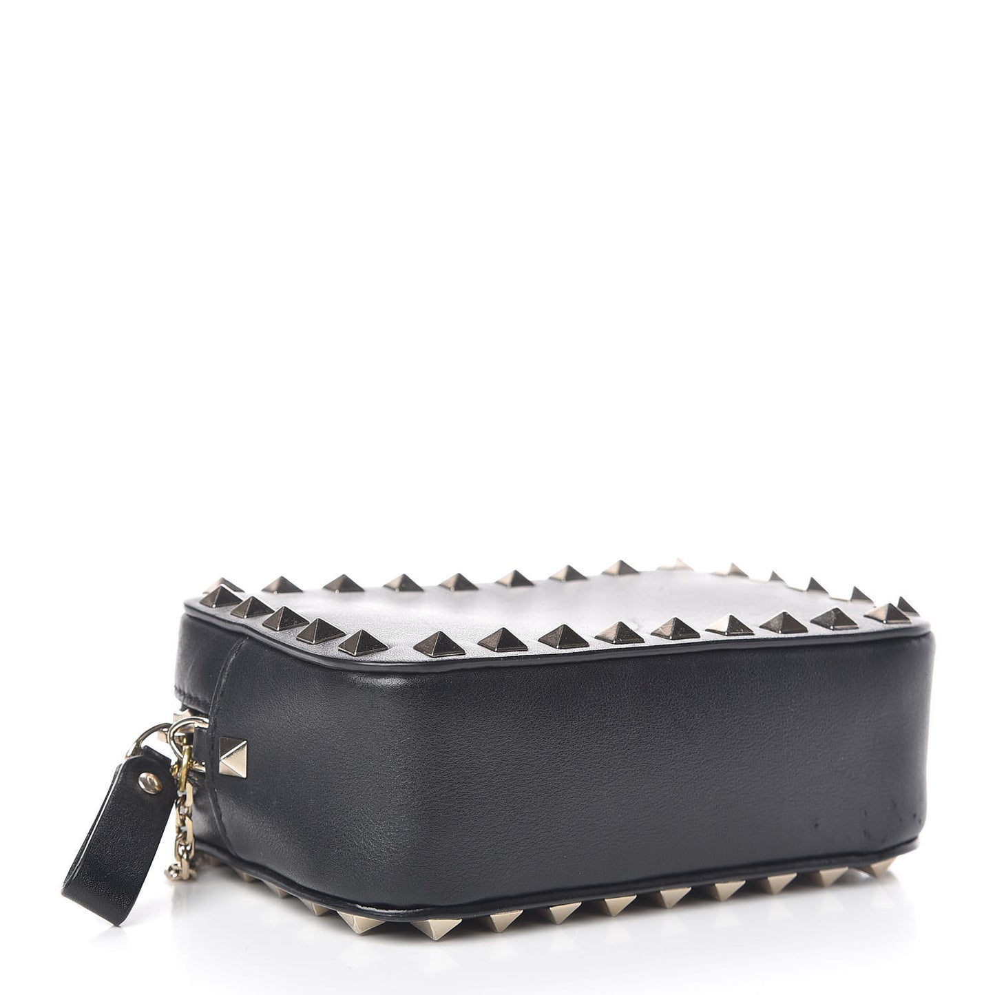 Calfskin Small Rockstud Chain Camera Crossbody Bag Black