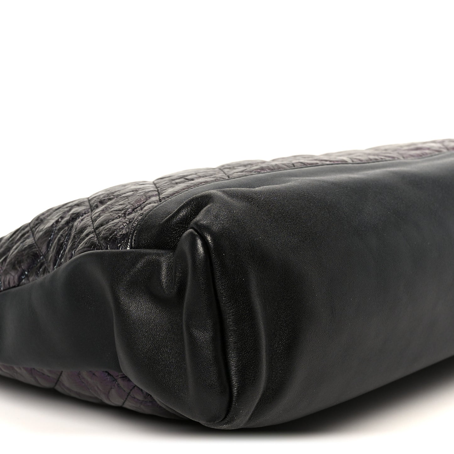 Crumpled Calfskin Quilted 31 Large Shopping Bag Black