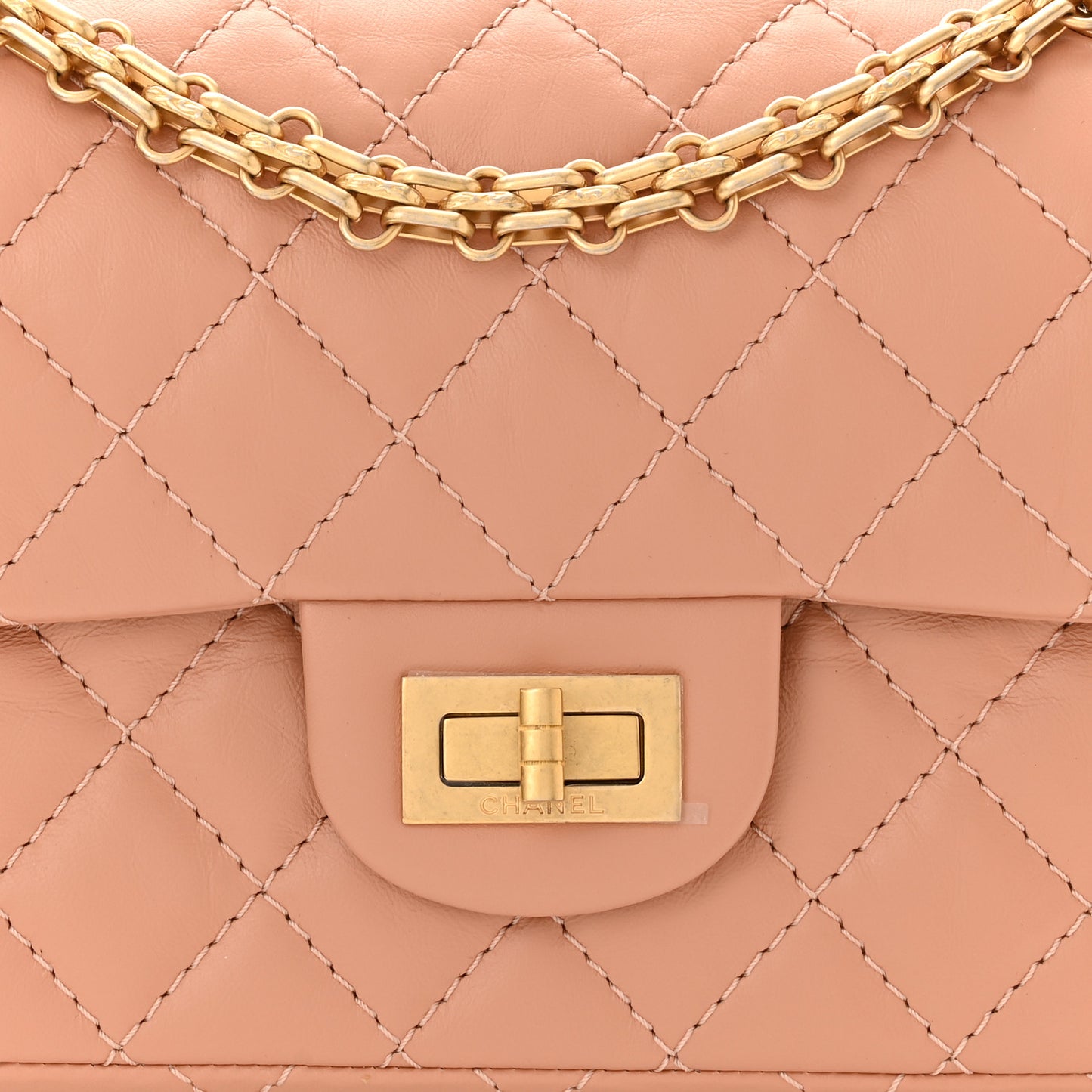Aged Calfskin Quilted 2.55 Reissue Mini Flap Beige