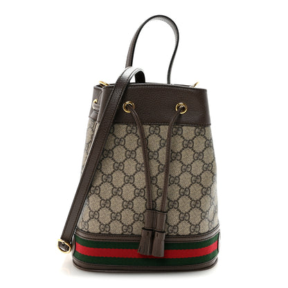 Gucci GG Supreme Monogram Web Small Ophidia Bucket Bag Brown 1 of 10