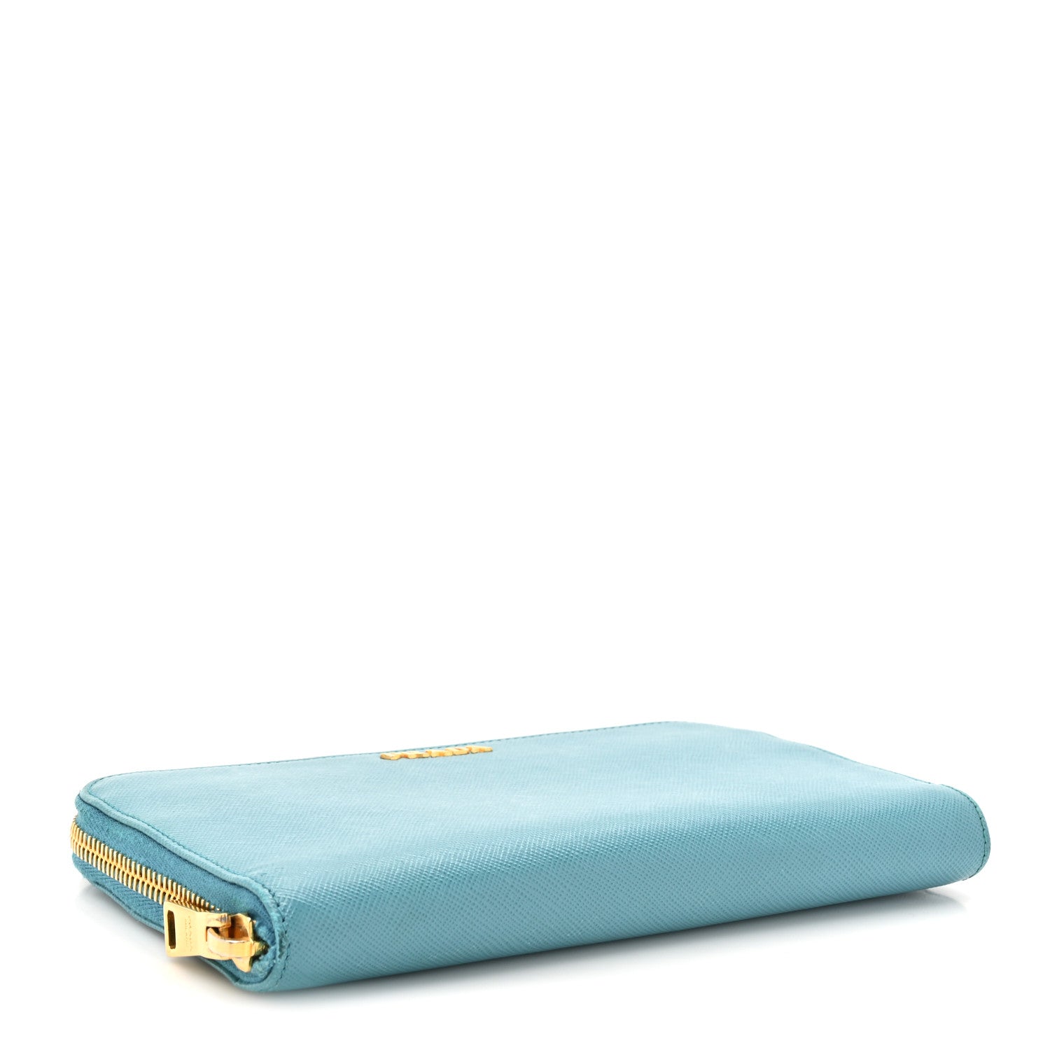 Prada Saffiano Metal Zip Around Wallet Turchese Talco 4 of 12