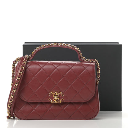 Chanel Lambskin Quilted Chain Infinity Top Handle Flap Burgundy 12 of 12