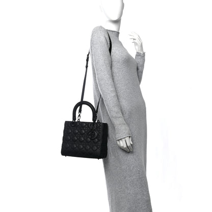 Christian Dior Ultra Matte Calfskin Cannage Medium Lady Dior Black 2 of 10