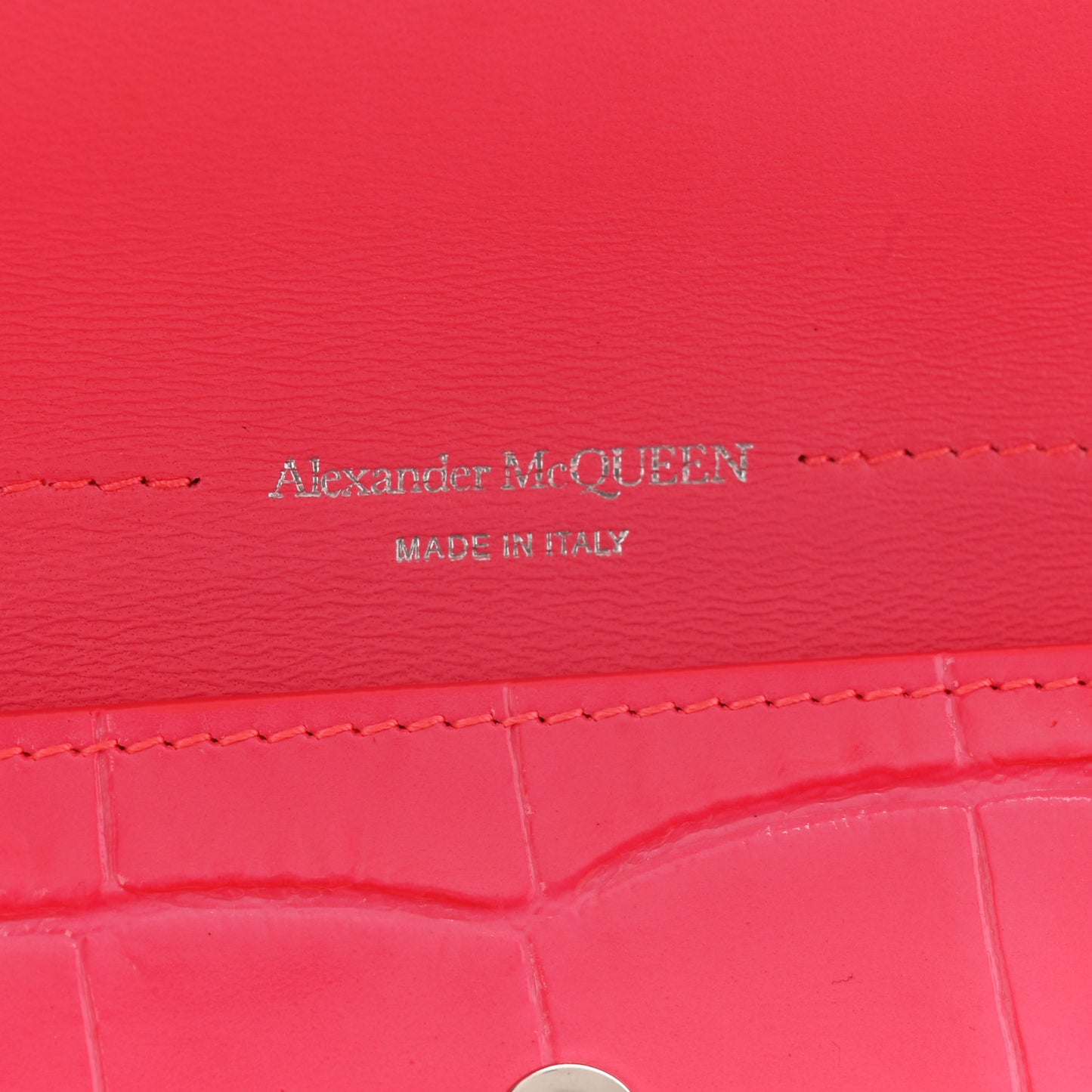 Calfskin Crocodile Embossed Skull Envelope Clutch Pink