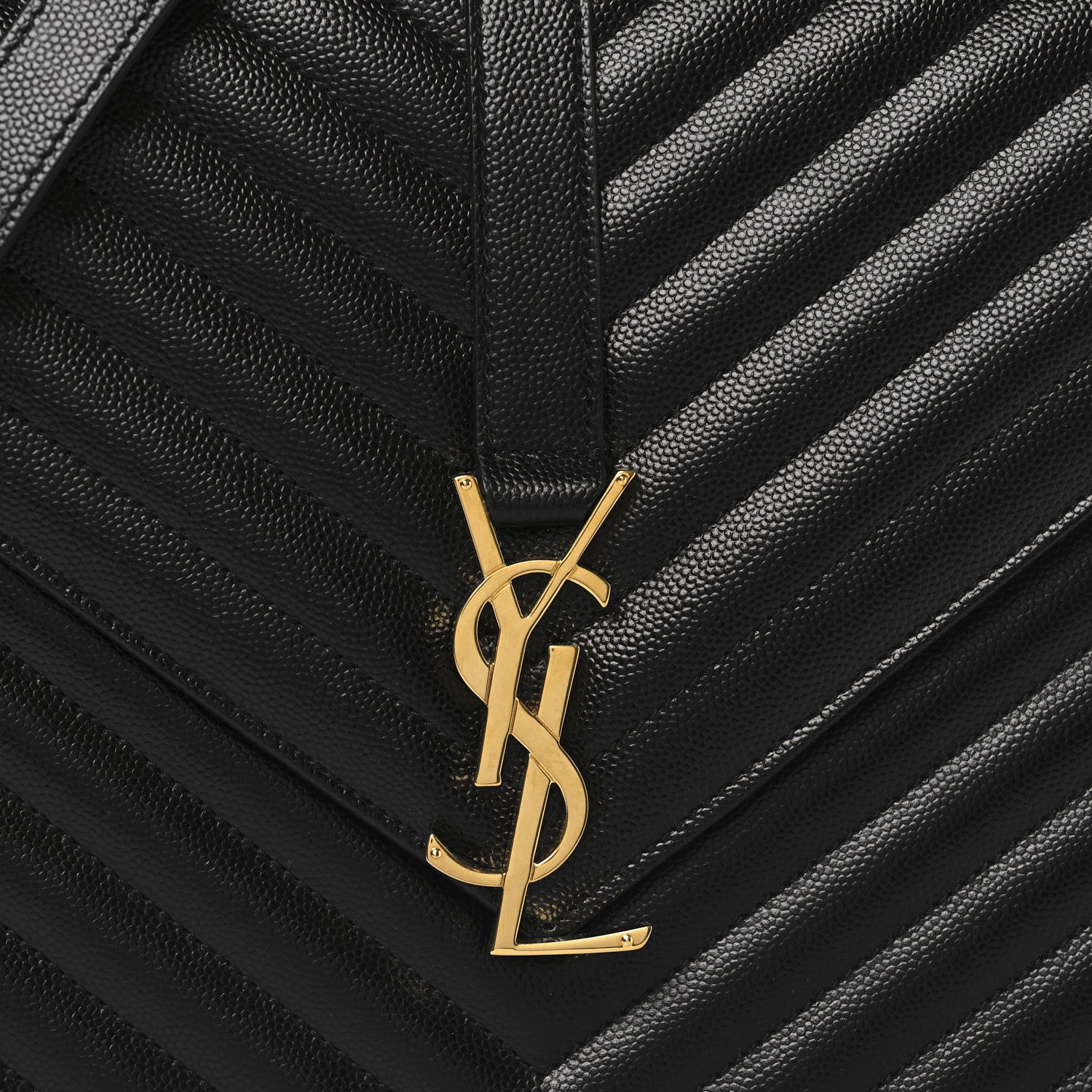 Saint Laurent Grain De Poudre Textured Mixed Matelasse Large Triquilt Monogram Satchel Black 8 of 10